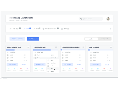 Task Management Dashboard UI app design dashbaord dashboard ui design interface design ui ux web design