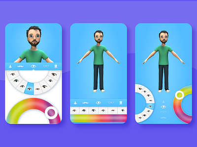 Avatar Creator UI animation app app design design ios iphone app product design ui ux web