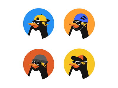 Shreddy Freddy Illustrations branding designer flat flat icons icons illustrate illustrations illustrator penguins skater surfer surfers