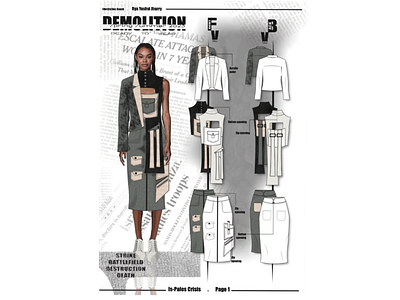 DEMOLITION - Look 1 digitaldrawing digitalfashion fashion fashiondesign fashionillustration illustration technical drawing