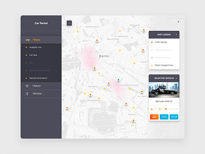 Rent-a-Car Desktop UI car interface map mobile rental ui ux