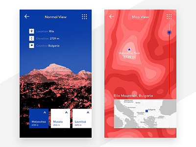 Mountain Peak UI interface map mobile mountain rila mountain ui ux