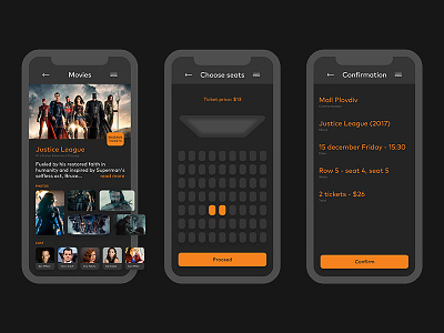 Cinema UI cinema gallery interface mobile movies plovdiv ui ux