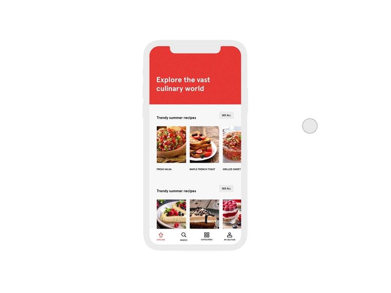 Recipe App Motion UI app concept mobile motion recipe ui ux ux animation