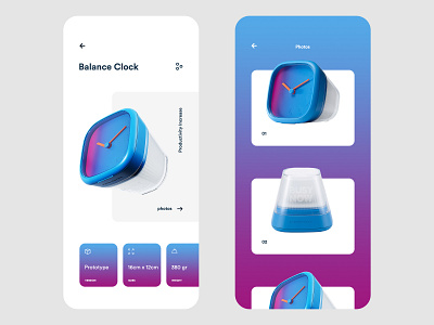 Productivity Clock Product Page app concept clock futuristic layout minimal mobile productivity ui ux