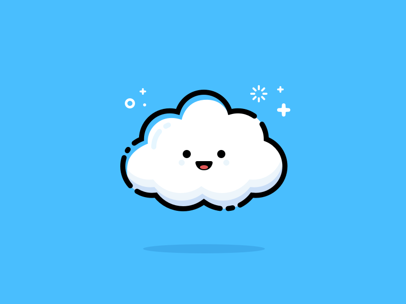Cloud flat line illustration emoji smiley cloud