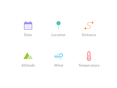 Flight Stats Icons calendar distance glyph icons location mountains pin temperature transparent wind
