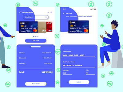 Credit card check out form design illustration product design ui