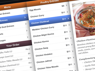iPad Restaurant Menu App app food india indian food interface ios ipad menu restaurant ui