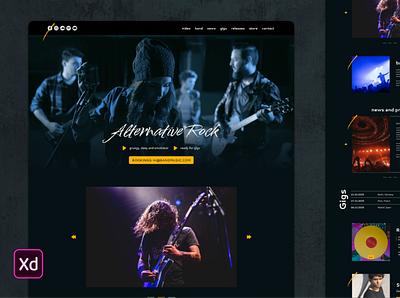 Adobe XD Rock Band Template adobe xd band grunge layout music musicians rock logo template underground ux design website