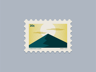 Stamp #4 blue graphic graphics icon illustration illustrator mountain stamp sun ui ux yellow