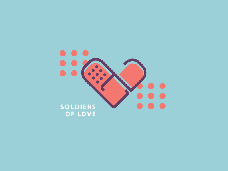 Soldiers of love valentines day hurt heartbreak illustration soldier heart love bandage plaster