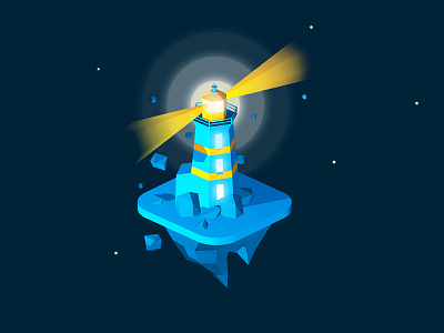 Lighhouse Icon blue fantasy icon isometric light lighthouse space stones