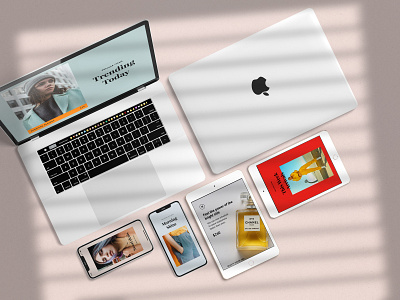 Minimal Devices Mock-Ups app design devices mockup ipad iphone x macbook minimal mockup natural scene creator shadow overlay showcase sunlight website