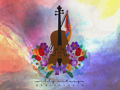 W i l l y aquarella design dribbble fiddle flower hellodribbble illustration music vector