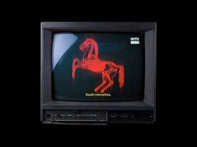 📺Death intensifies. brutalism death design graphic horse illustration minimal mockup red screen tv type typography