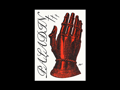 Paladin brutalism design glove graphic illustration knight line metal middle ages minimal paladin poster red type typography