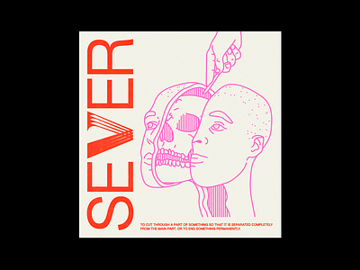SE𝕍ER brutalism design graphic illustration line minimal pink portrait poster red sever skull type typography