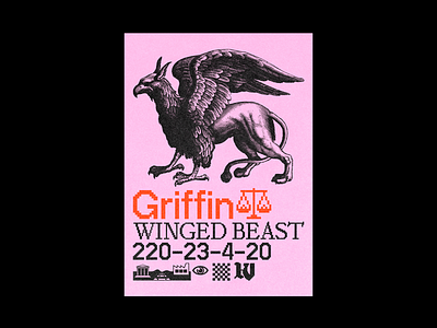 Griffin 8bit bitmap brutalism design graphic griffin illustration line minimal pangram pink poster red type typeface typography