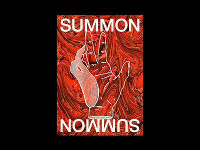 SUMMON brutalism design drawing graphic hand illustration minimal occult painting poster summon type typography