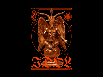 ℑ𝔇𝔒𝔏 baphomet brutalism design graphic idol line minimal occult poster red satan statue type typography