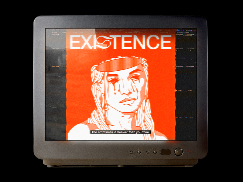 EXI𝔖TENCE brutalism design existence graphic illustration line minimal opus poster red sad type typography