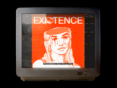 EXI𝔖TENCE brutalism design existence graphic illustration line minimal opus poster red sad type typography