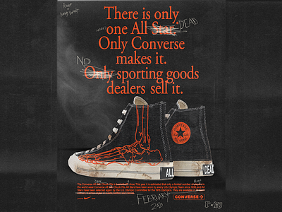 'All Dead' Chuck 70s. Coming February 2021. brutalism converse design graphic minimal nike paper photocopy poster red scan sneakers tetxure type typography vintage
