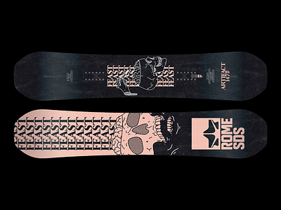 💀🧠🥢 'Feast' Snowboard brutalism death design feast graphic illustration skull snow snowboard type typography