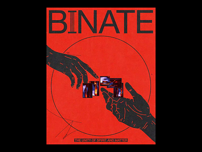 B𝕀NATE binate brutalism design duality graphic hands illustration life line minimal poster red ritual type typography unity
