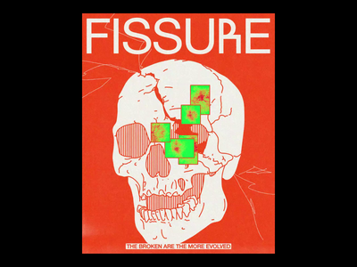 FISSUཞE ae broken brutalism design fissure graphic illustration line minimal motion poster red skull type typography