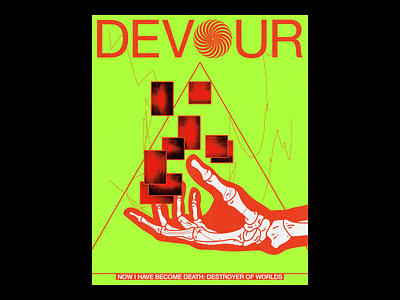 DEV๏UR ae brutalism design devour graphic hands illustration line minimal motion poster red skeleton type typography