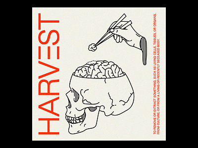 HARVΞST NFT brutalism graphic design hand harvest illustration line minimal nft nft art outline poster red skull type typography