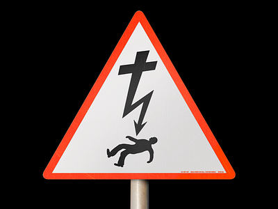 DANGER! ✝️⚠️ brutalism cross crucifix danger design electricity graphic illustration line minimal red sign type typography warning