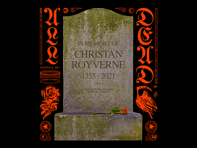 𝔄𝔏𝔏 𝔇𝔈𝔄𝔇 bred dead death design graphic grave illustration minimal reaper red stone sttaue type typography