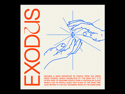 EXODᏬS blue crystal design exchange exodus gem graphic hands illustration minimal people red type typography