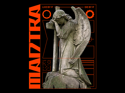 𝕄𝔸ℕ𝕋ℝ𝔸 angel design graphic grid mantra minimal red religion statue type typography