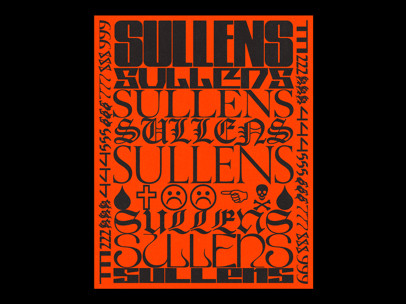 SULLENS 111-999 angel black bred brutalism design designsullen graphic minimal poster red repeat stacked type typography