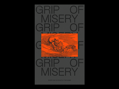 GRIP OF MISERY death design graphic grip illustration layout minimal misery poster red skull type typography