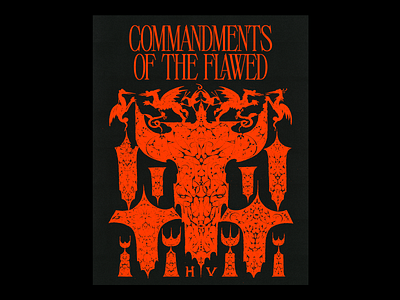 𝐂𝐎𝐌𝐌𝐀𝐍𝐃𝐌𝐄𝐍𝐓𝐒 𝐎𝐅 𝐓𝐇𝐄 𝐅𝐋𝐀𝐖𝐄𝐃 christianity church commandments design graphic illustration minimal red symbols type typography