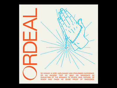 𝘖RDEAL blue cross design graphic hands holy illustration minimal red religion rosary type typography