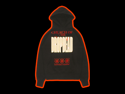 ‘WORSHIP’ hoodie for Drop Dead baphomet clothing design drop dead graphic hoodie illustration merch minimal occult satan type typography