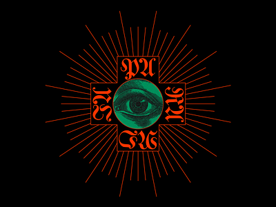 𝕻𝕬𝕽𝕬𝕹𝕺𝕴𝕬 beams cross design eye glyphs graphic green illustration minimal paranoia red type typography