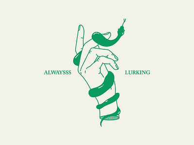 Alwaysss lurking design graphic hand harryvector illustration line minimal occult snake tattoo type typography