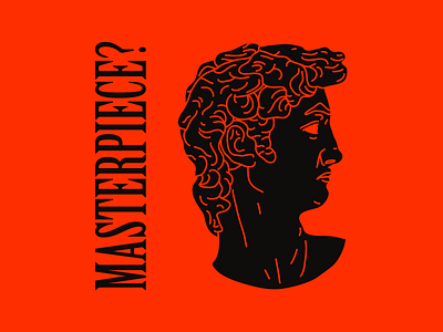 Masterpiece david design graphic harryvector illustration line minimal portrait red statue tattoo typography