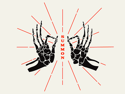 SUMMON death design graphic hands harryvector illustration line minimal red summon tattoo typography