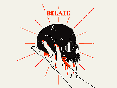 RELATE blood design graphic harryvector illustration line minimal red relate skull tattoo typography