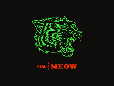 Real Cats Meow cat design graphic harryvector illustration line meow minimal tattoo tiger typography