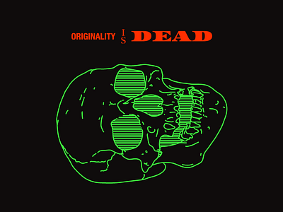 Originality Is Dead death design graphic harryvector illustration line minimal originality red skull tattoo typography