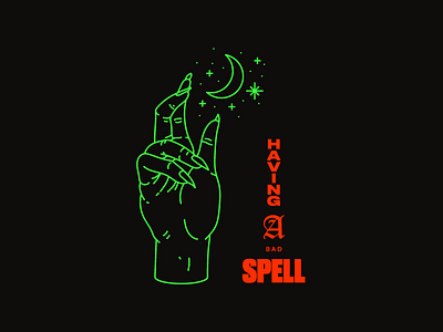 Having A Bad Spell design graphic hands harryvector illustration line minimal occult red tattoo typography witch